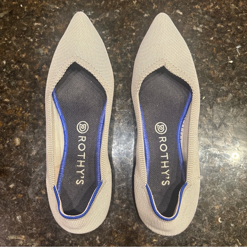Rothy's Elegant Gray Flats with Blue Accent